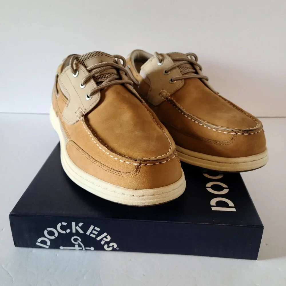 DOCKERS BEACON MENS SLIP ON SHOES TAN/TAUPE CASUAL BOAT SHOES SIZE 12 MEDIUM